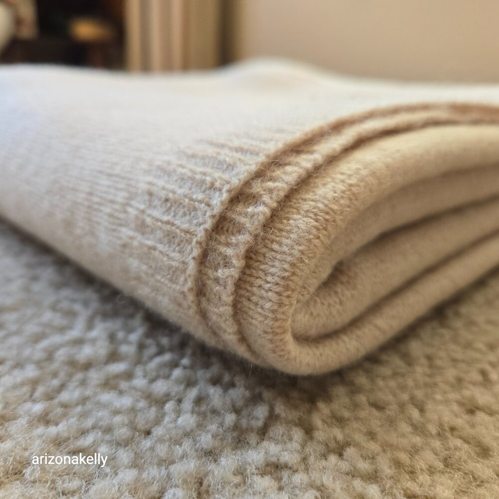 Thicker Cashmere Knit Scarf Tan - Picture 4 of 10